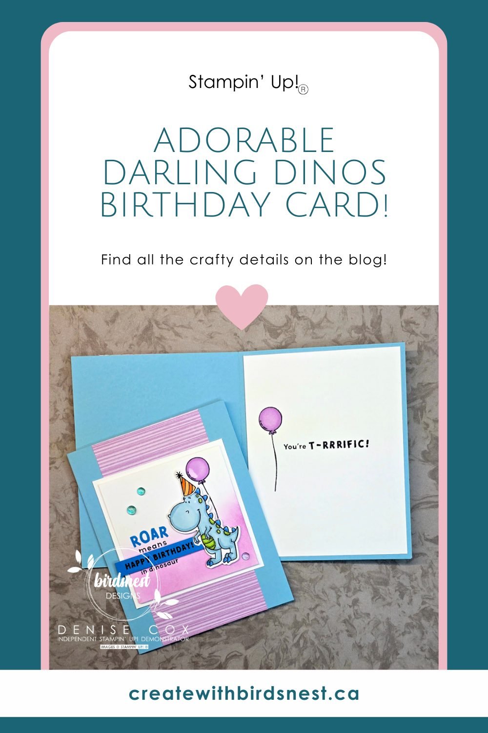 At first glance, you might assume that the charming Stampin' Up! Darling Dinos bundle is perfect for children's cards, and while it certainly shines in that category, it’s also incredibly versatile for people of all ages! With its adorable images and a wide range of sentiments, this set is ideal for a variety of occasions—whether you're crafting a thoughtful greeting or simply sending some cheerful Happy Mail. via @denise34