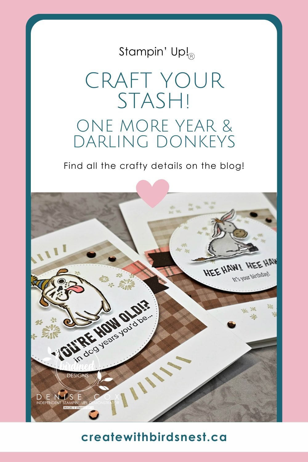 Craft From Your Stash: One More Year & Darling Donkeys via @denise34