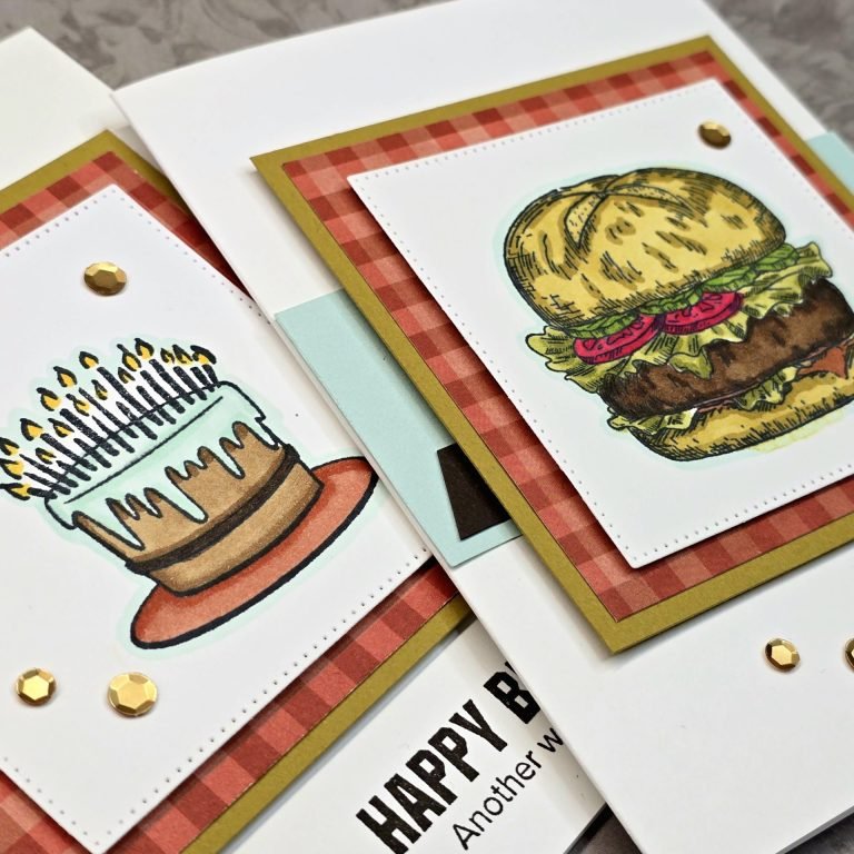 Craft From Your Stash: Fun Masculine Cards with Bistro Burger & One More Year