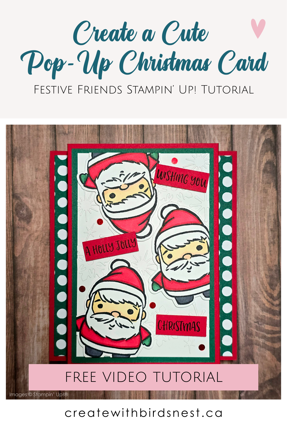 Try this cheerful Pop-Up Christmas Card featuring the Festive Friends bundle! Simple measurements, easy stamping steps, and a sweet handmade holiday design. via @denise34