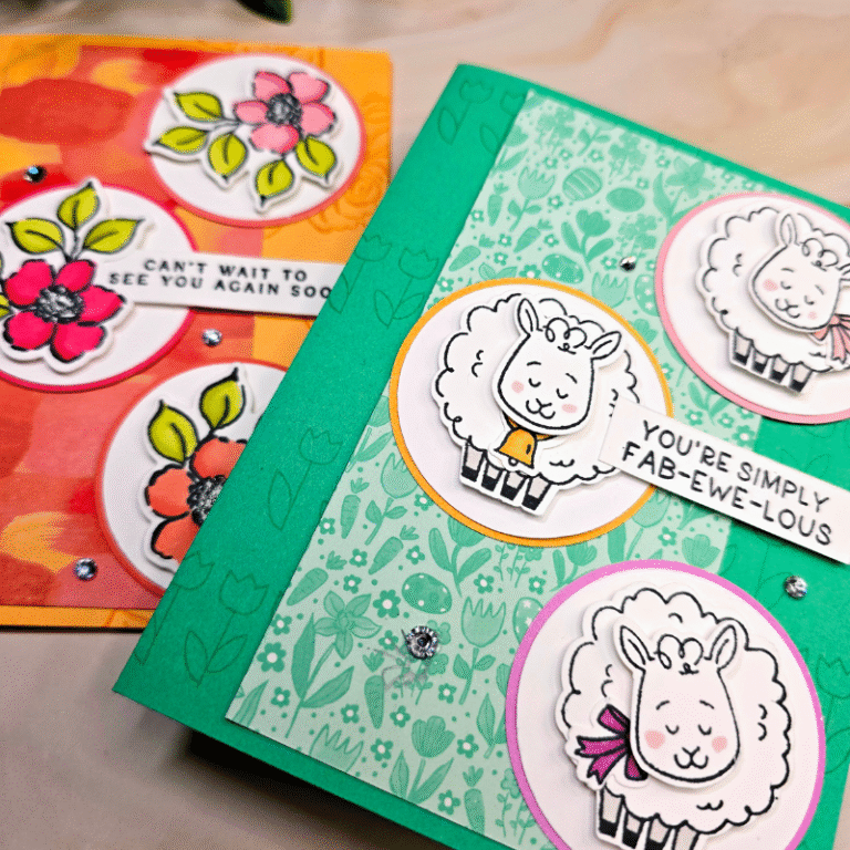 Current vs. Retired Stampin&rsquo; Up! Card Layout | Woolly Friends and Charming Day