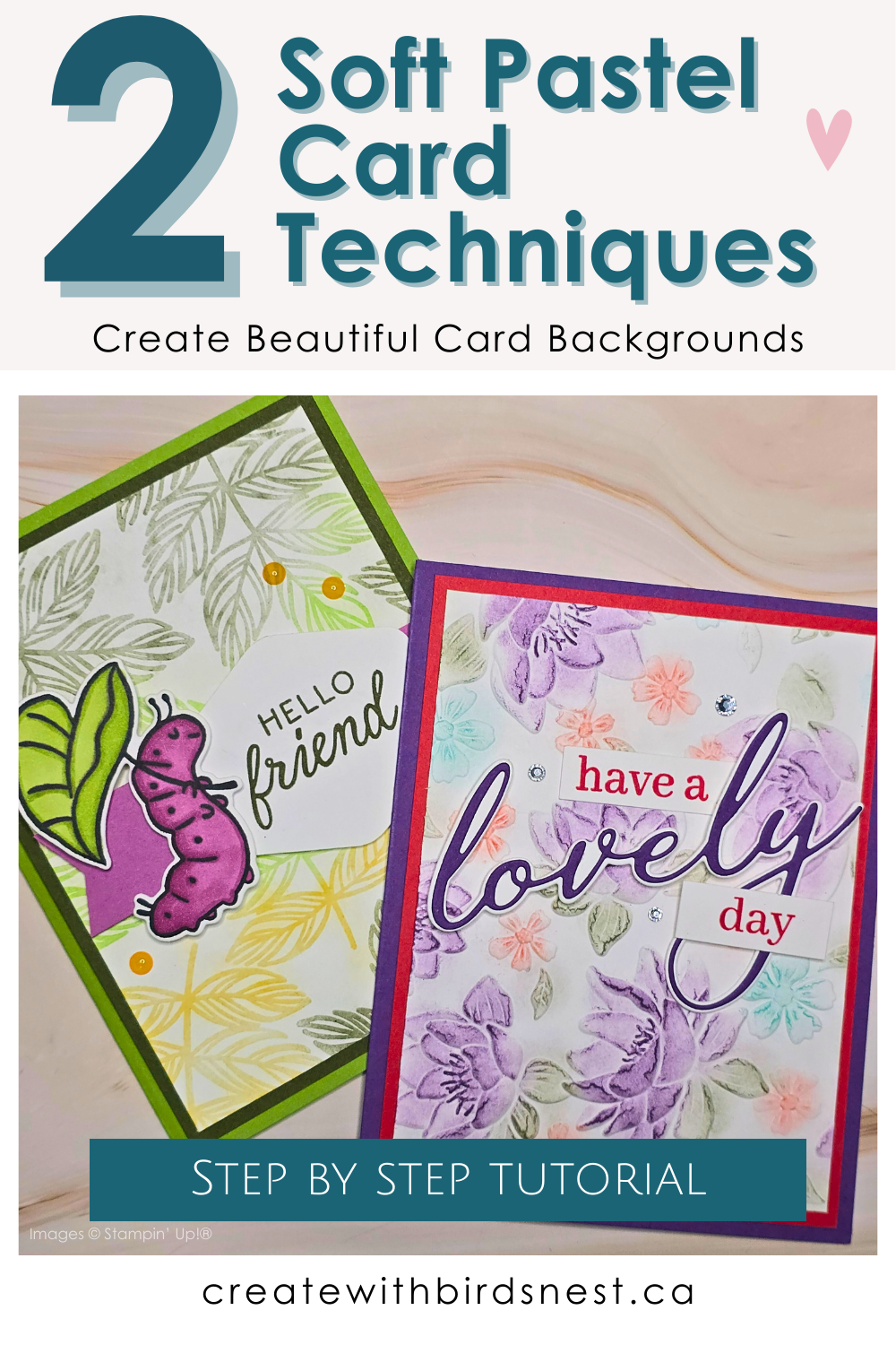 Learn two easy Soft Pastel card making techniques using VersaMark ink and embossing folders. A fun way to pull forgotten supplies from your craft stash and create beautiful handmade cards. via @denise34