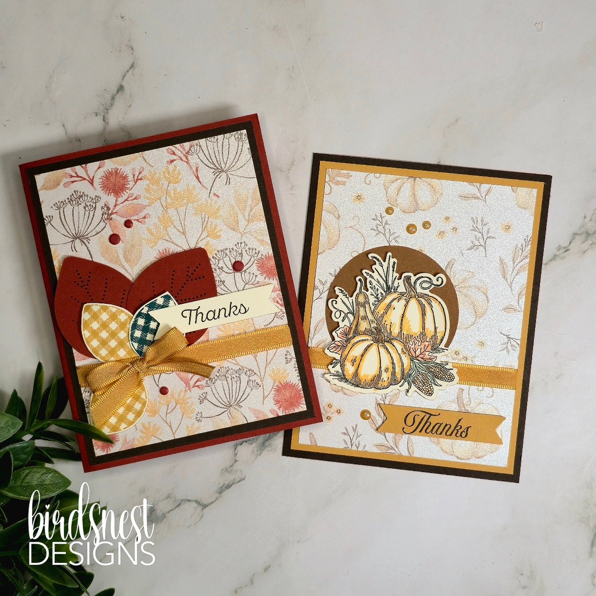 One Card Layout, Two Beautiful Fall Thank You Cards • Birdsnest Designs